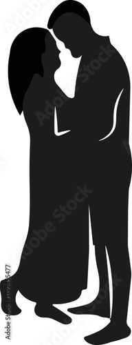 Couple Standing Together Silhouette