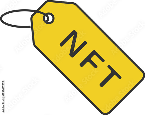 NFT price tag icon tilted in yellow