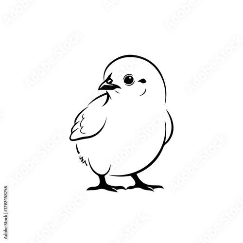Charming minimalist illustration of an adorable baby chick, a symbol of new life and the innocence of spring, perfect for heartwarming designs and delightful projects