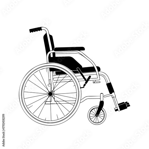 Wheelchair Illustration Accessibility and Mobility Icon, Disability Aid for Healthcare Purposes