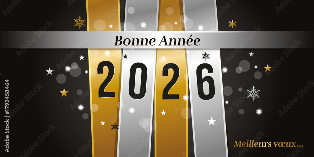 Fototapeta premium 2026 Bonne année or bandes