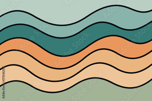 Abstract wavy lines in muted earth tones create a calming organic pattern