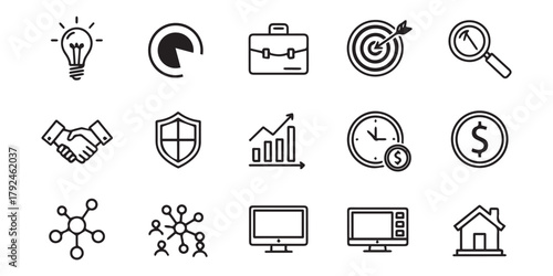vector set of business and music icons