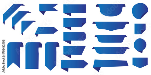 Corners and ribbons icon set. Product red banner, price shopping tags. Promotion sale badges, special offer stickers. Discount and price offer concept. Vector sticker templates