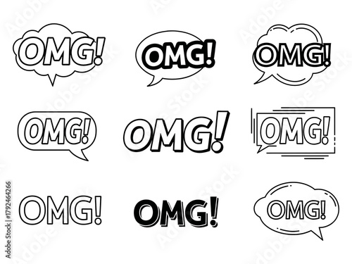 OMG! Speech Bubble Line Art