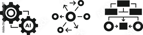 Business Automation AI Icons – Smart Workflow and Productivity Symbols