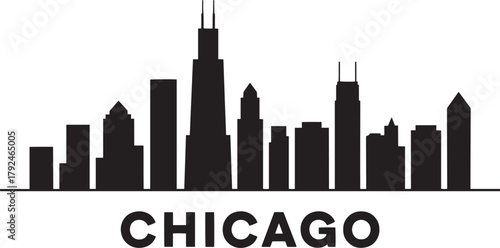 Chicago illinois united states of america skyline city silhouette black and white cityscape vector