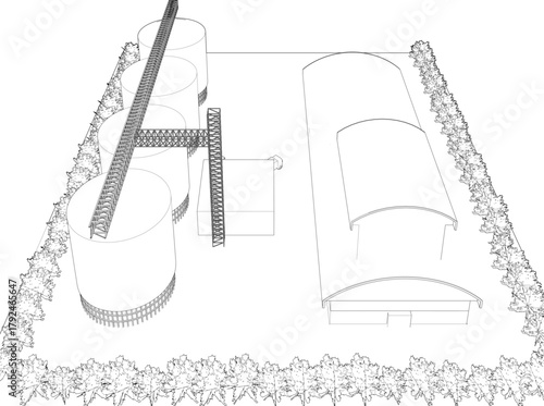 3D illustration of industrial project