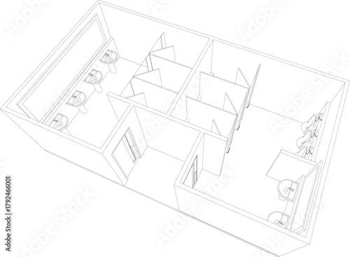 3D illustration of toilet and bathroom