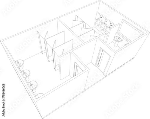 3D illustration of toilet and bathroom