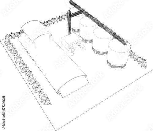 3D illustration of industrial project