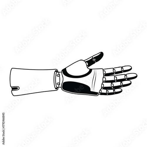 Robotic Hand illustration with an open palm, symbolizing technology and artificial intelligence