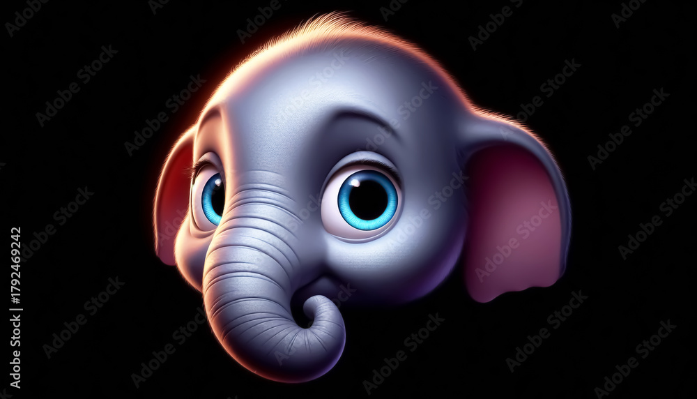 Fototapeta premium Cute elephant cartoon on dark background