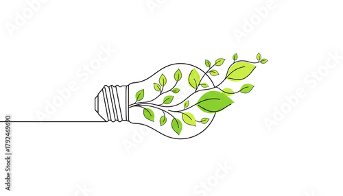 Light bulb logo illustration on white background. Technology and ecology concept