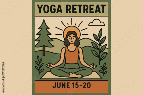 Serene woman meditating outdoors during a peaceful yoga retreat