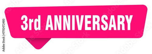 3rd anniversary magenta sticker isolated on transpatent background. 3rd anniversary sign
