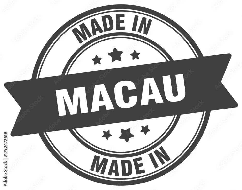 Fototapeta premium Made in Macau round sign. Made in Macau stamp.