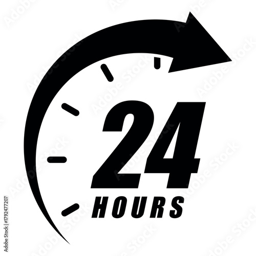 24 Hours Icon Symbol Template – Flat Time Service Vector Design