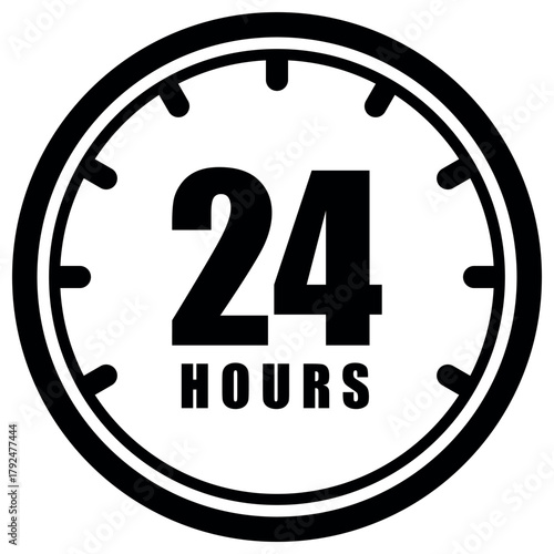 24 Hours Icon Symbol Template – Flat Time Service Vector Design