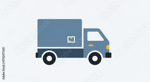 A delivery truck with a box on the side, representing transportation, logistics, and distribution services