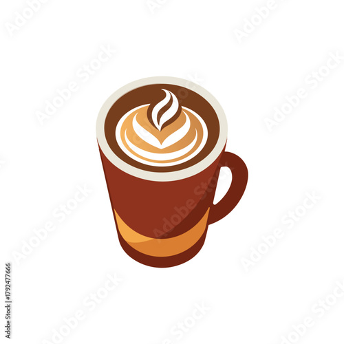 Coffee Mug Latte Art Isometric Graphic Icon Vector Cafe Drink Espresso Cappuccino