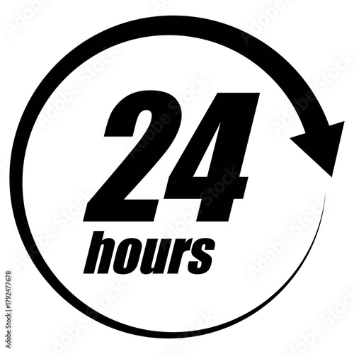 24 Hours Icon Symbol Template – Flat Time Service Vector Design