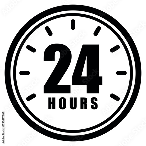 24 Hours Icon Symbol Template – Flat Time Service Vector Design
