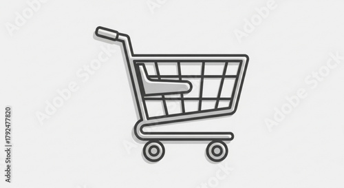 Illustration of a shopping cart, showcasing a simple design for retail and ecommerce purposes