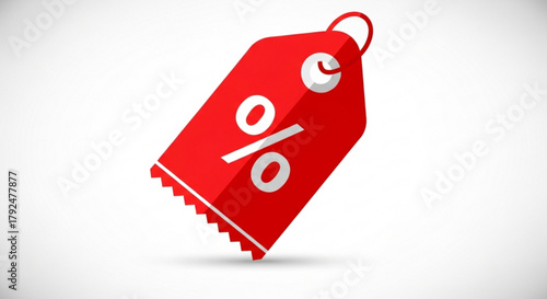 A vibrant red sale tag with a prominent percentage sign, , beckons shoppers with the promise of savings and discounts