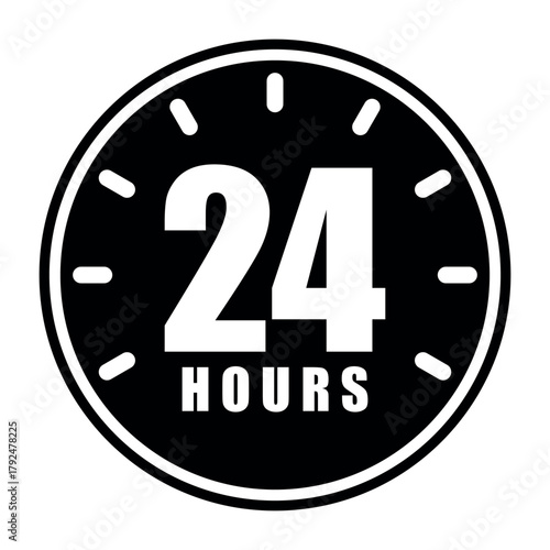 24 Hours Icon Symbol Template – Flat Time Service Vector Design