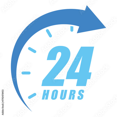 24 Hours Icon Symbol Template – Flat Time Service Vector Design