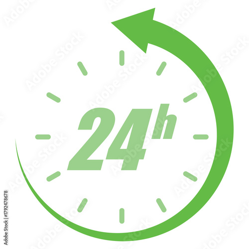 24 Hours Icon Symbol Template – Flat Time Service Vector Design