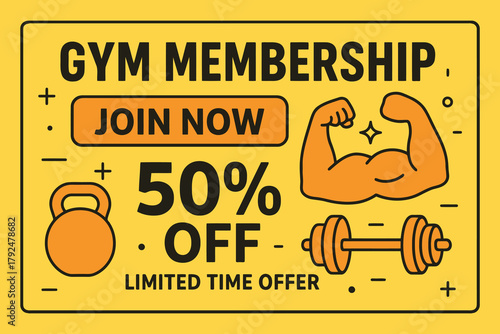 Gym membership discount offer join now limited time 50 percent off
