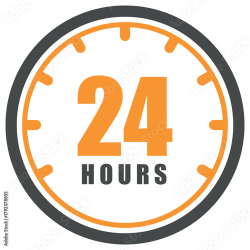 24 Hours Icon Symbol Template – Flat Time Service Vector Design