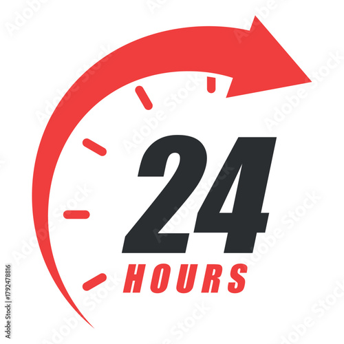 24 Hours Icon Symbol Template – Flat Time Service Vector Design