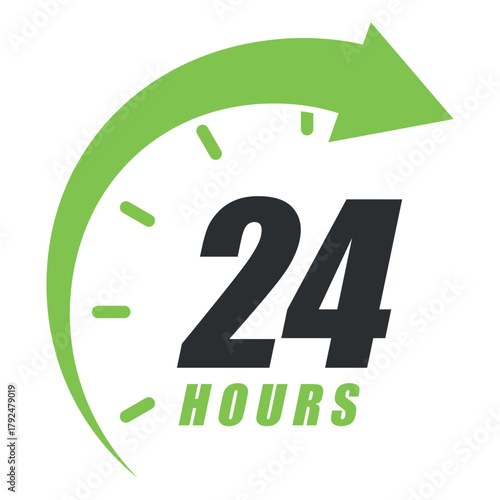 24 Hours Icon Symbol Template – Flat Time Service Vector Design