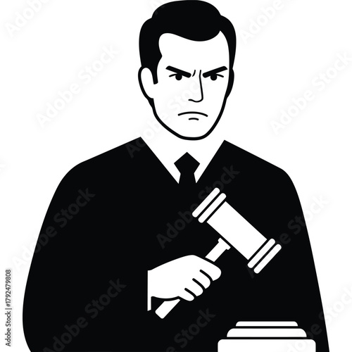 Judge with Gavel Icon court law justice legal tribunal authority ruling verdict judicial jurisdiction lawyer