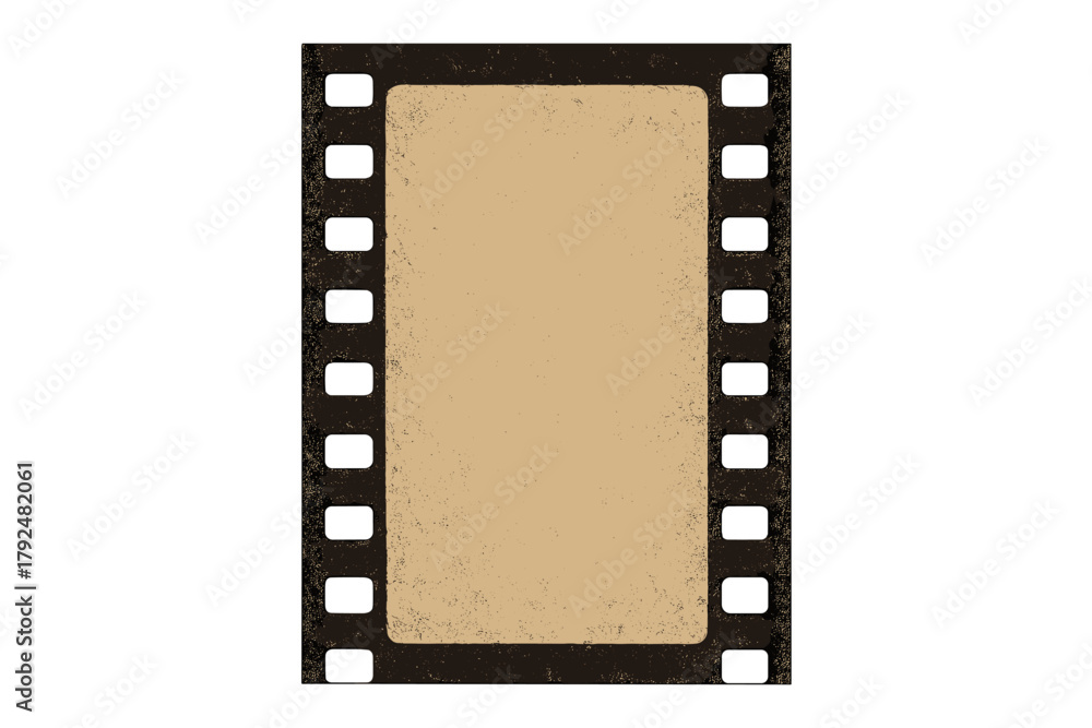 Obraz premium Distressed retro film strip frame border with grunge texture and copy space