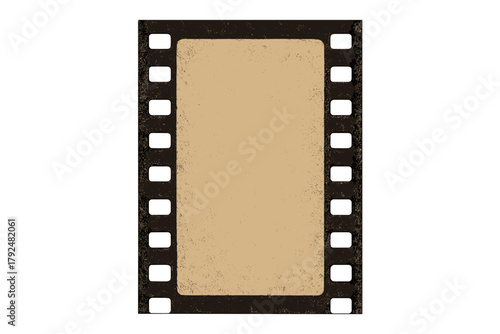 Distressed retro film strip frame border with grunge texture and copy space