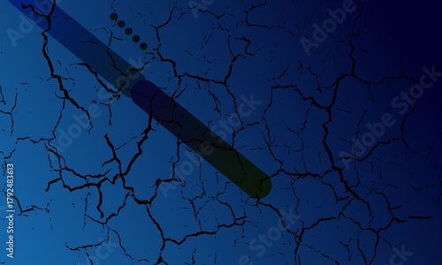 Rainbow Light Beam Across Cracked Blue Background With White Frame Corners - Artful Texture Design