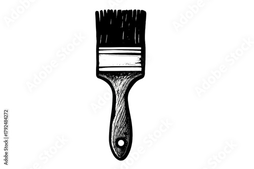 Monochrome sketch style paint brush tool for painting, art, and home renovation projects