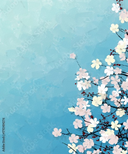 Graphic arts floral template with copy space, canvas texture postcard, invitation