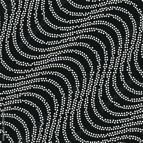 Vector seamless pattern. Modern texture. Repeating, abstract background with dotted waves. Graphic, wavy stripes. Can be used as a swatch for Illustrator.