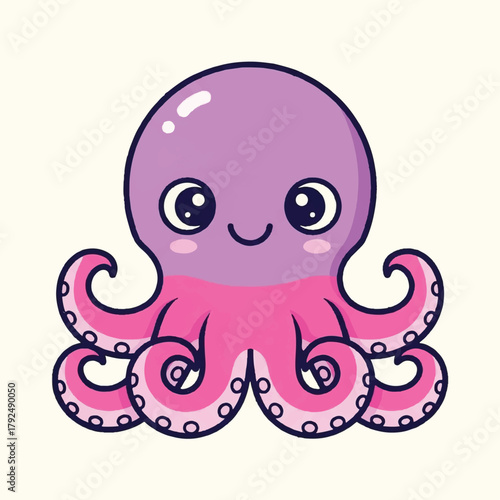 Adorable Cartoon Octopus A Playful Sea Creature for Children's Designs