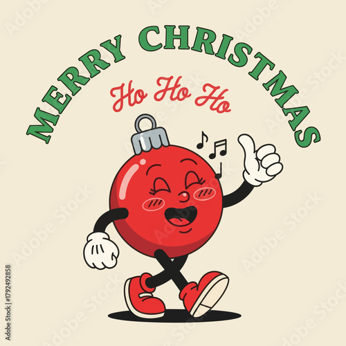 Cute cartoon Christmas ornament character singing with a cheerful smile and thumbs-up gesture. Perfect for festive designs, holiday cards, seasonal decorations, and joyful Christmas illustrations.