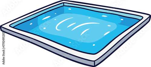Empty Blue Swimming Pool With White Edge And Ripples On Water Surface