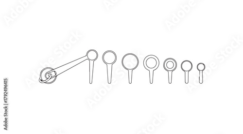 Collection of various sized wrenches in a clean line art silhouette