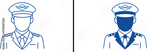 Pilot Illustration: An illustrative portrayal of a pilot, complete with a hat and uniform, ready for the skies, captures the essence of aviation professionals. 