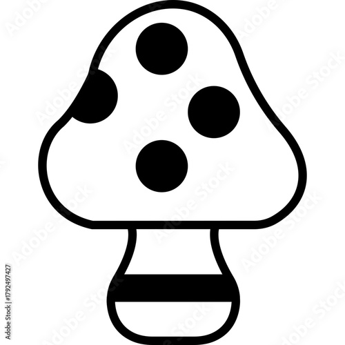 Mushrooms Icon Glyph Design, Edible Fungi and Food Ingredient Symbol