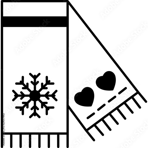 Scarf Icon Glyph Design, Winter Clothing and Fashion Accessory Symbol